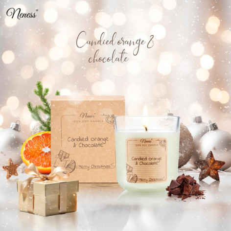 Świeca zapachowa Neness® - Candied Orange & Chocolate - 100% sojowa świeca o aromacie kandyzowanej pomarańczy i czekolady