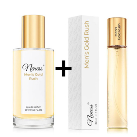 N335. Neness Men's Gold Rush - Zestaw 1+1: 50 ml + 33 ml | Podobne nuty: Paco Rabanne Million Gold | Perfumy męskie | Francuskie