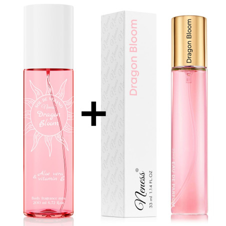 Dragon Bloom | Podobne nuty: Sol de Janeiro 68 | 200ml + 33ml | Zestaw mgiełka + perfumetka