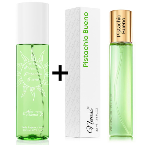 Pistachio Bueno | Podobne nuty: Sol de Janeiro 62 | 200ml + 33ml | Zestaw mgiełka + perfumetka
