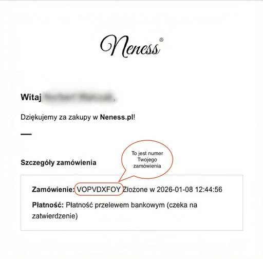 Przykład numeru zamówienia w mailu